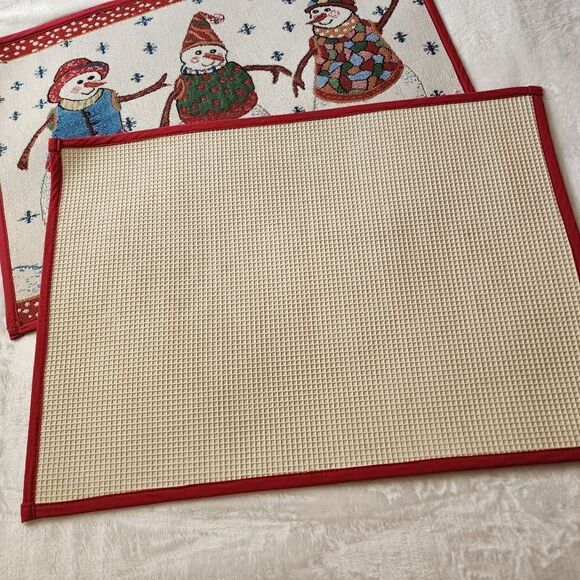 Holiday Tapestry Non Skid Floormats with Christmas Snowmen - Picture 4 of 5